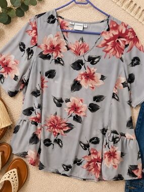 Junarose Floral Peplum Blouse Plus Size 16 Romantic Boho